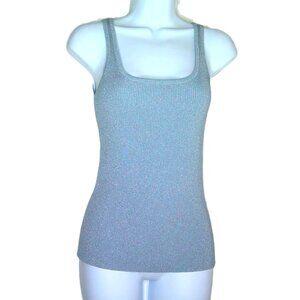 INC International Concepts Top Light Blue Sparkle Stretch Cami Ribbed EUC  Sz  S